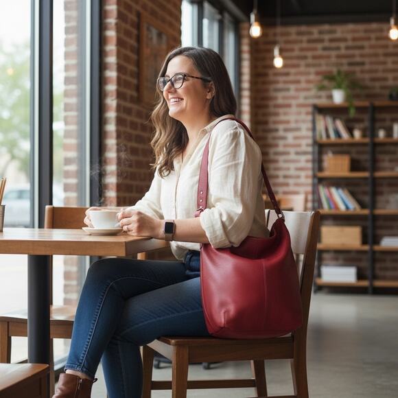 Vintage Coach Legacy XL Bucket Bag #9151 Red Leather Duffle Hobo Purse - Picture 4 of 14